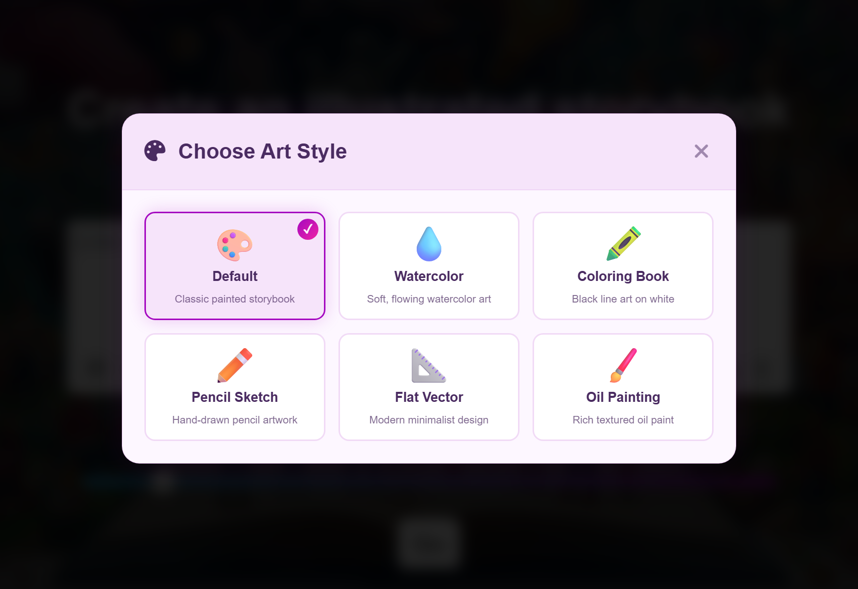 AI illustration styles preview